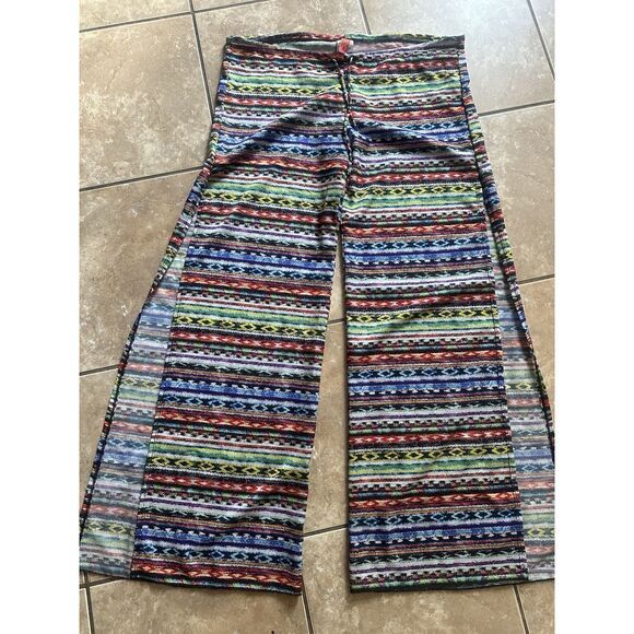 Becca M Graphic Wide Leg Slit Cover Up Pants Swimwear - Picture 1 of 4